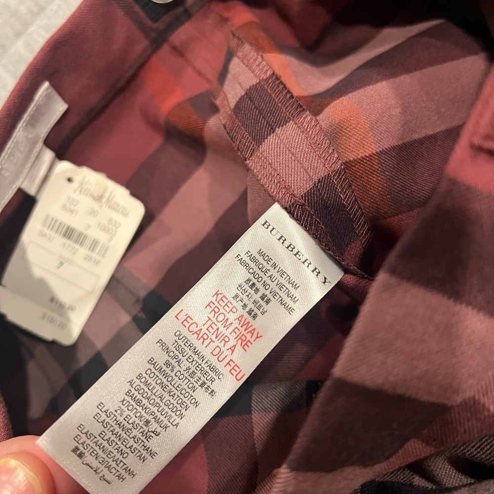 Burberry Burgundy Plaid Mini Skirt Size 7 - Picture 4 of 5